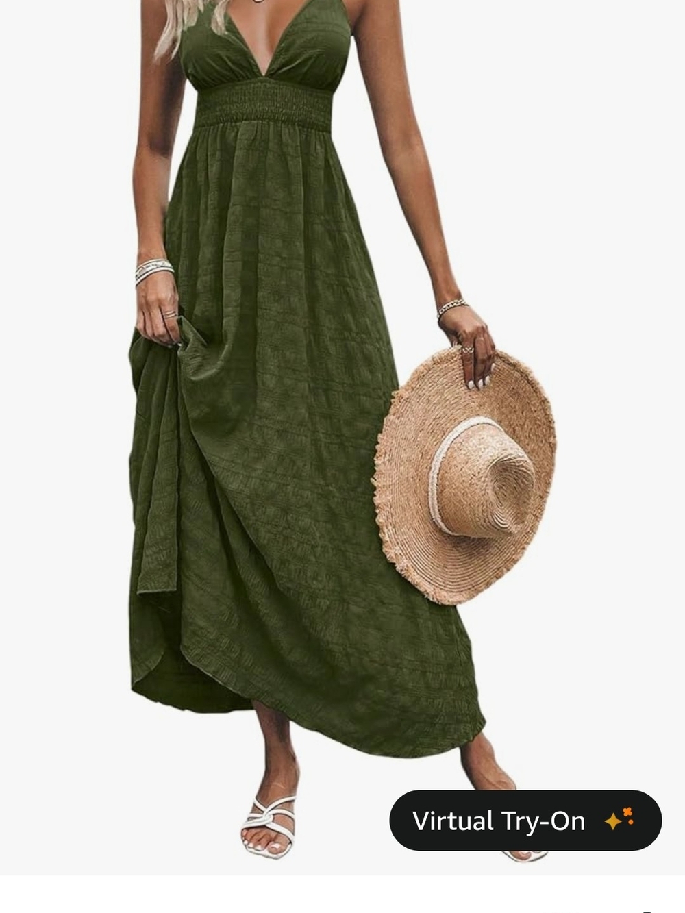 Women's Olive Maxi Skirt Dress - Elegant Summer Style